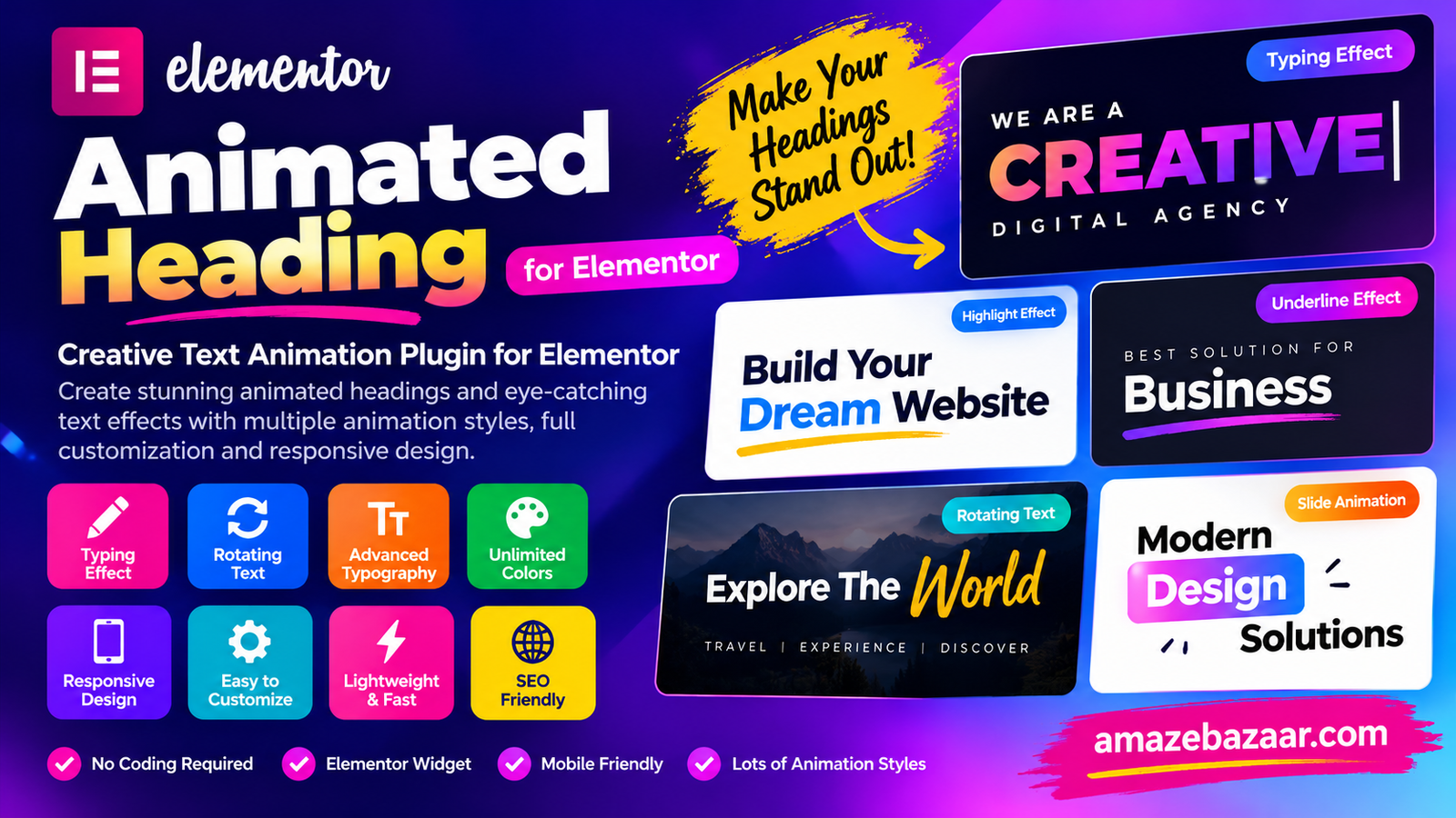 Animated Heading for Elementor – Creative Text Animation WordPress Plugin