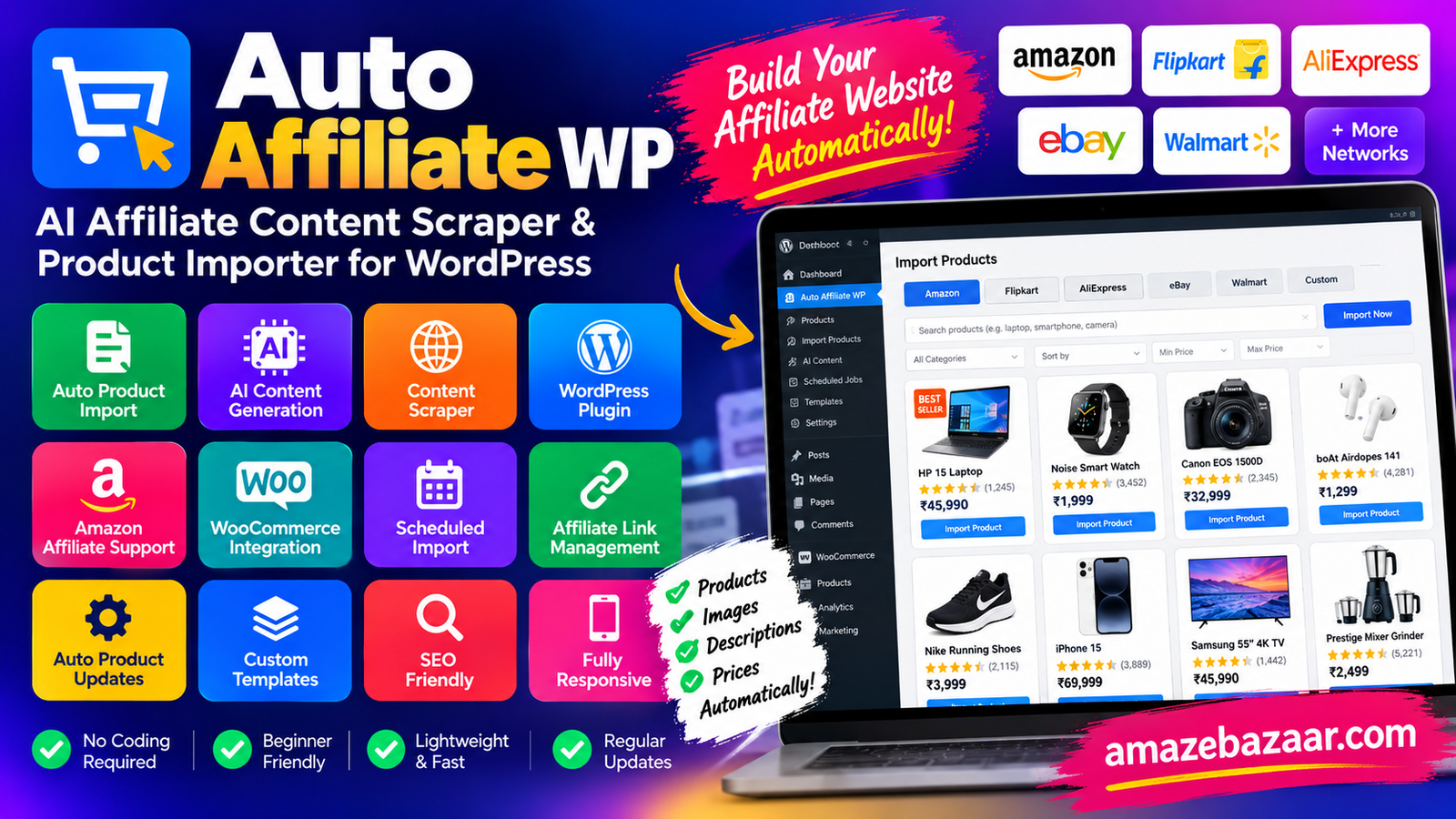 Auto Affiliate WP – AI Affiliate Content Scraper &amp; Amazon Product Importer for WordPress