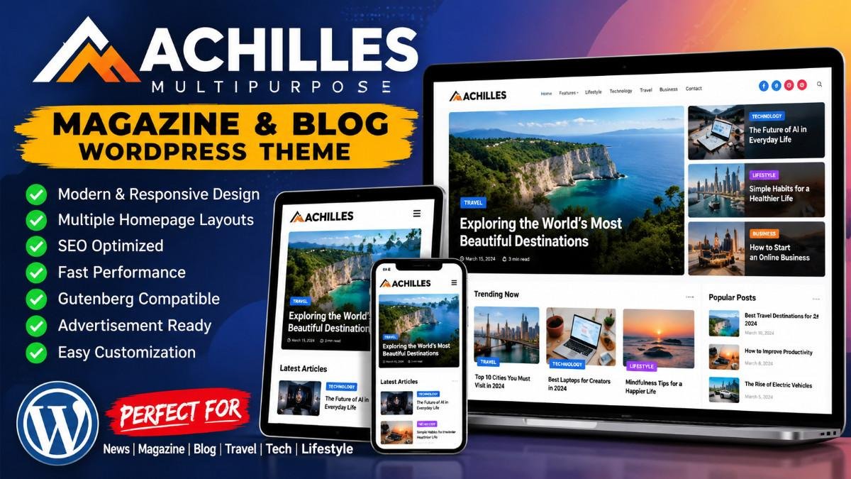 Achilles – Multipurpose Magazine &amp; Blog WordPress Theme | Responsive News Theme