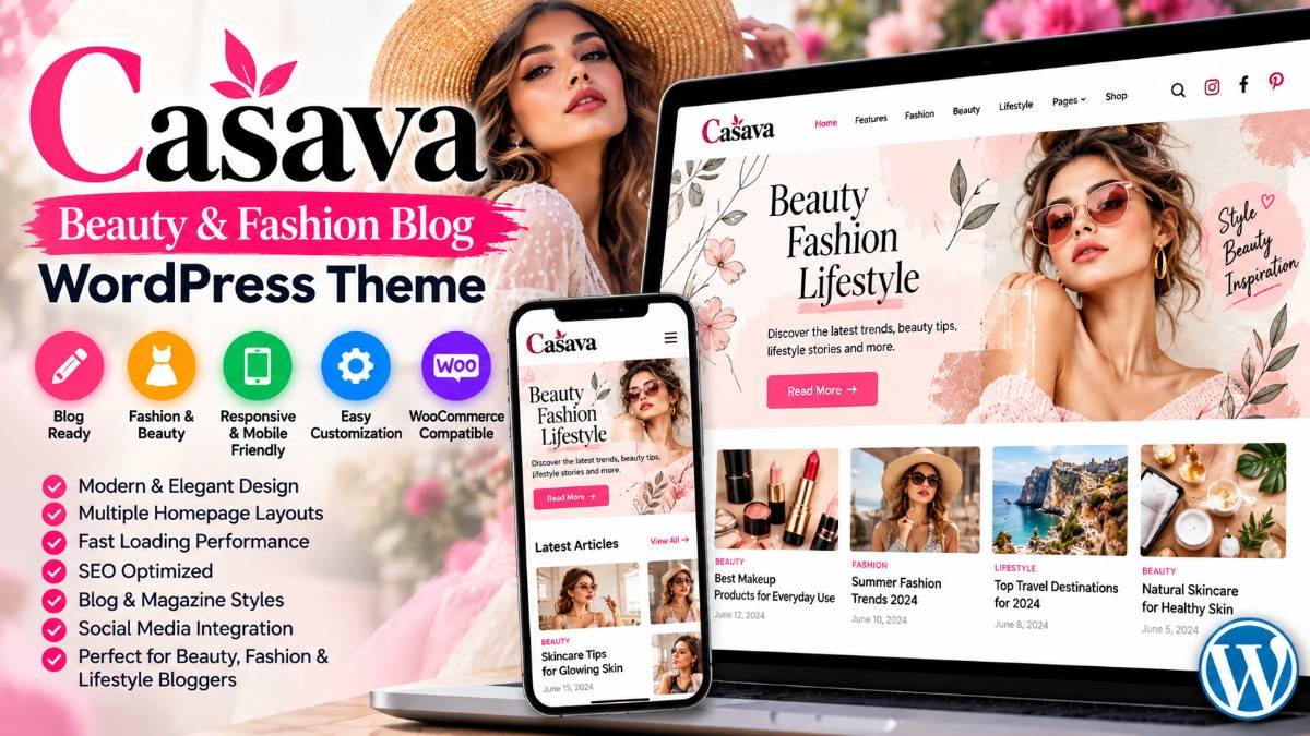 Casava – Beauty &amp; Fashion Blog WordPress Theme for Lifestyle Bloggers