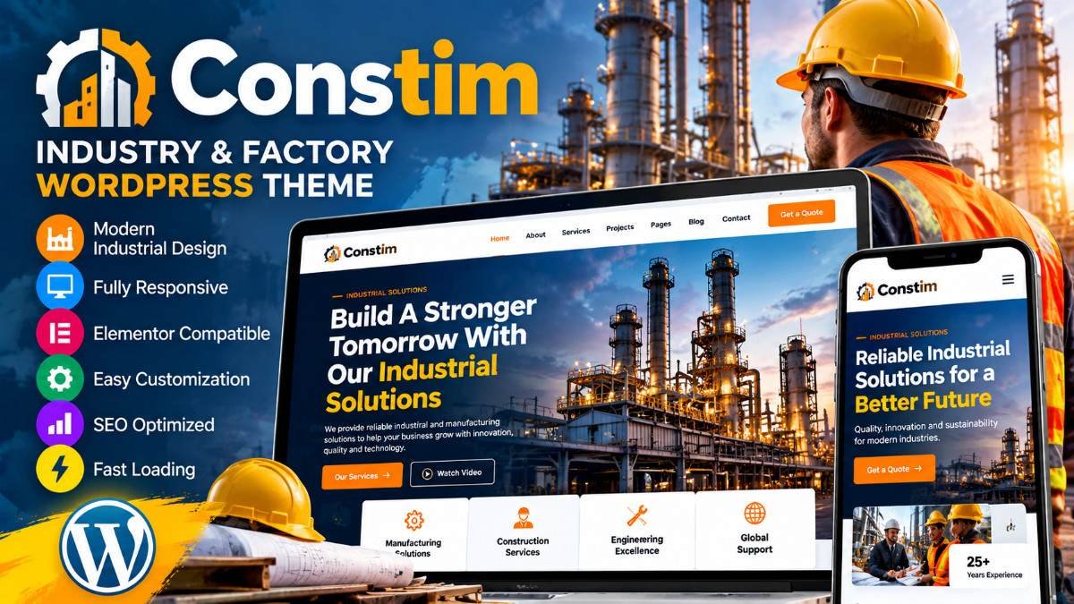 Constim – Industry &amp; Factory WordPress Theme | Industrial &amp; Manufacturing Website Template