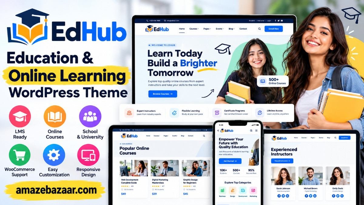 EdHub – Education &amp; Online Learning WordPress Theme | LMS &amp; School Website