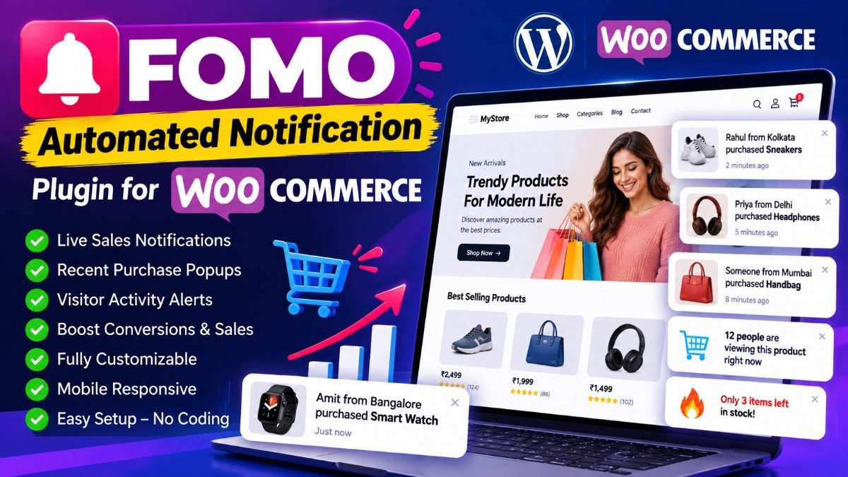 FOMO Automated Notification Plugin for WooCommerce – Increase Sales with Live Purchase Notifications
