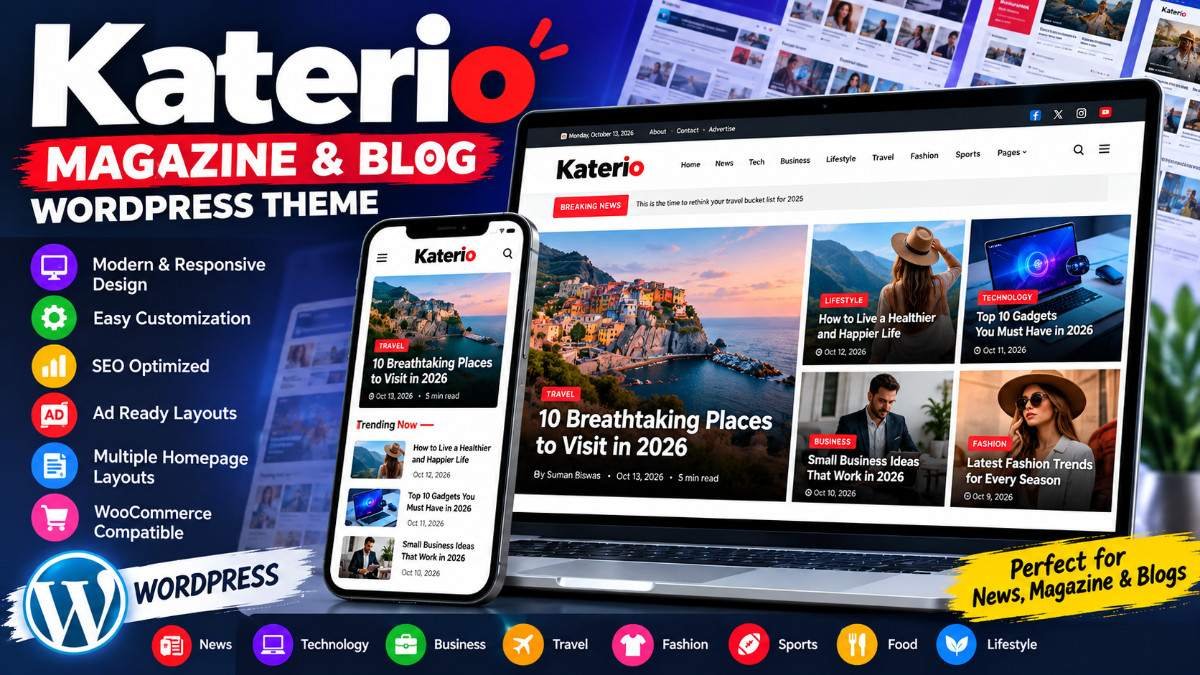 Katerio – Magazine & Blog WordPress Theme | Modern News, Magazine & Publishing Theme