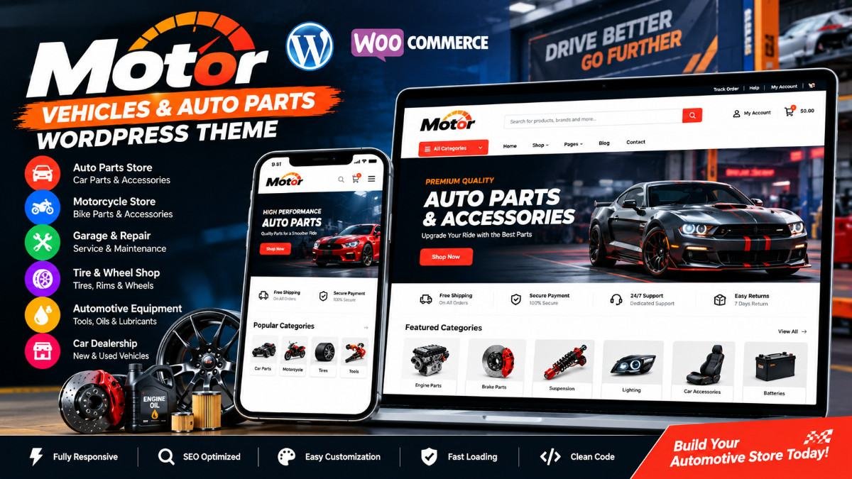 Motor – Vehicles And Auto Parts WordPress Theme | Car Parts, Automotive Store And WooCommerce Theme