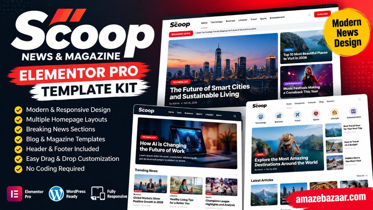 Scoop – News & Magazine Elementor Pro Template Kit