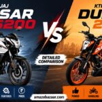 Bajaj Pulsar NS200 and KTM Duke 200 parked side by side comparison