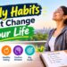 Person journaling and drinking coffee during a morning routine, representing daily habits that change your life