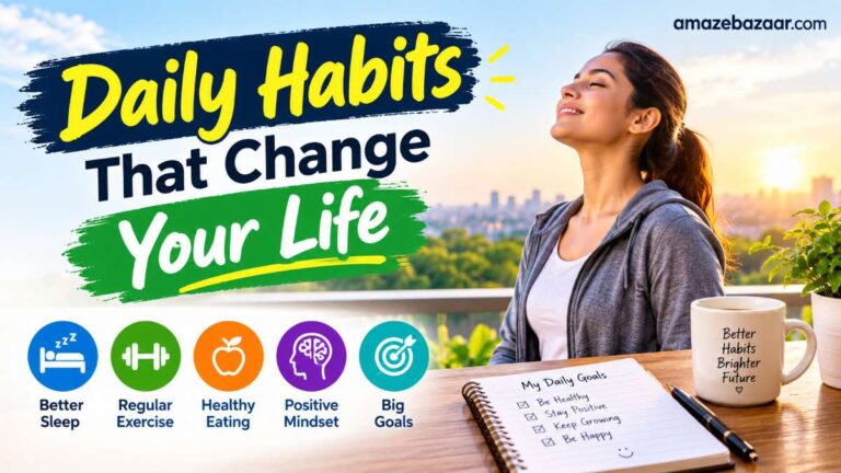 Person journaling and drinking coffee during a morning routine, representing daily habits that change your life