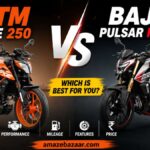 KTM Duke 250 vs Bajaj Pulsar NS400Z comparison thumbnail showing both motorcycles side by side with performance, mileage, features, and price highlight