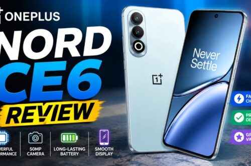OnePlus Nord CE6 smartphone in Fresh Blue showing its 6.78-inch AMOLED display