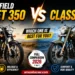 Royal Enfield Bullet 350 vs Classic 350 comparison thumbnail showing both motorcycles side by side with a VS design for a detailed 2026 comparison.