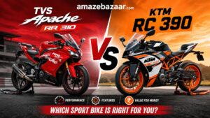 TVS Apache RR 310 vs KTM RC 390 sport bike comparison thumbnail showing both motorcycles side by side.
