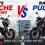 TVS Apache RTR 160 4V and Bajaj Pulsar N160 parked side by side for comparison