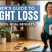 Beginner starting a healthy weight loss journey with nutritious food, exercise, and sustainable lifestyle habits.