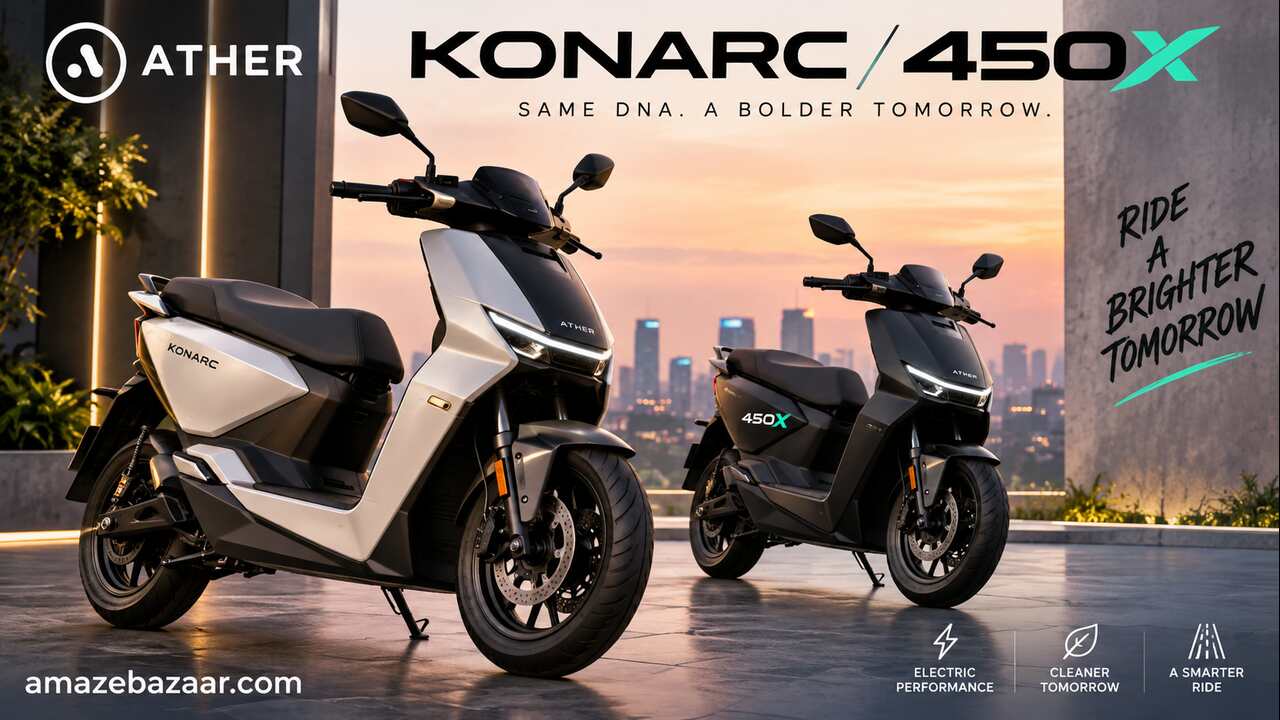 Ather 450X electric scooter in a premium white and black finish parked outdoors, showcasing its sporty design, LED headlamp, and modern styling.