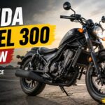 Honda Rebel 300 cruiser motorcycle parked outdoors in Matte Black Metallic