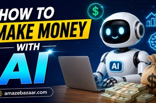 Person using a laptop with AI tools to earn money online in 2027