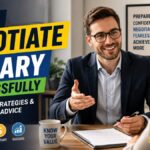 Illustration of two people shaking hands after successfully negotiating a job salary