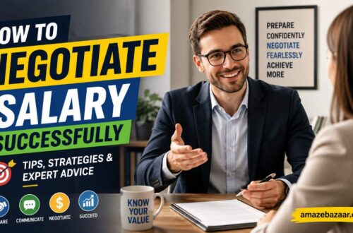 Illustration of two people shaking hands after successfully negotiating a job salary