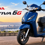 Honda Activa 6G scooter parked at a scenic viewpoint for detailed review.